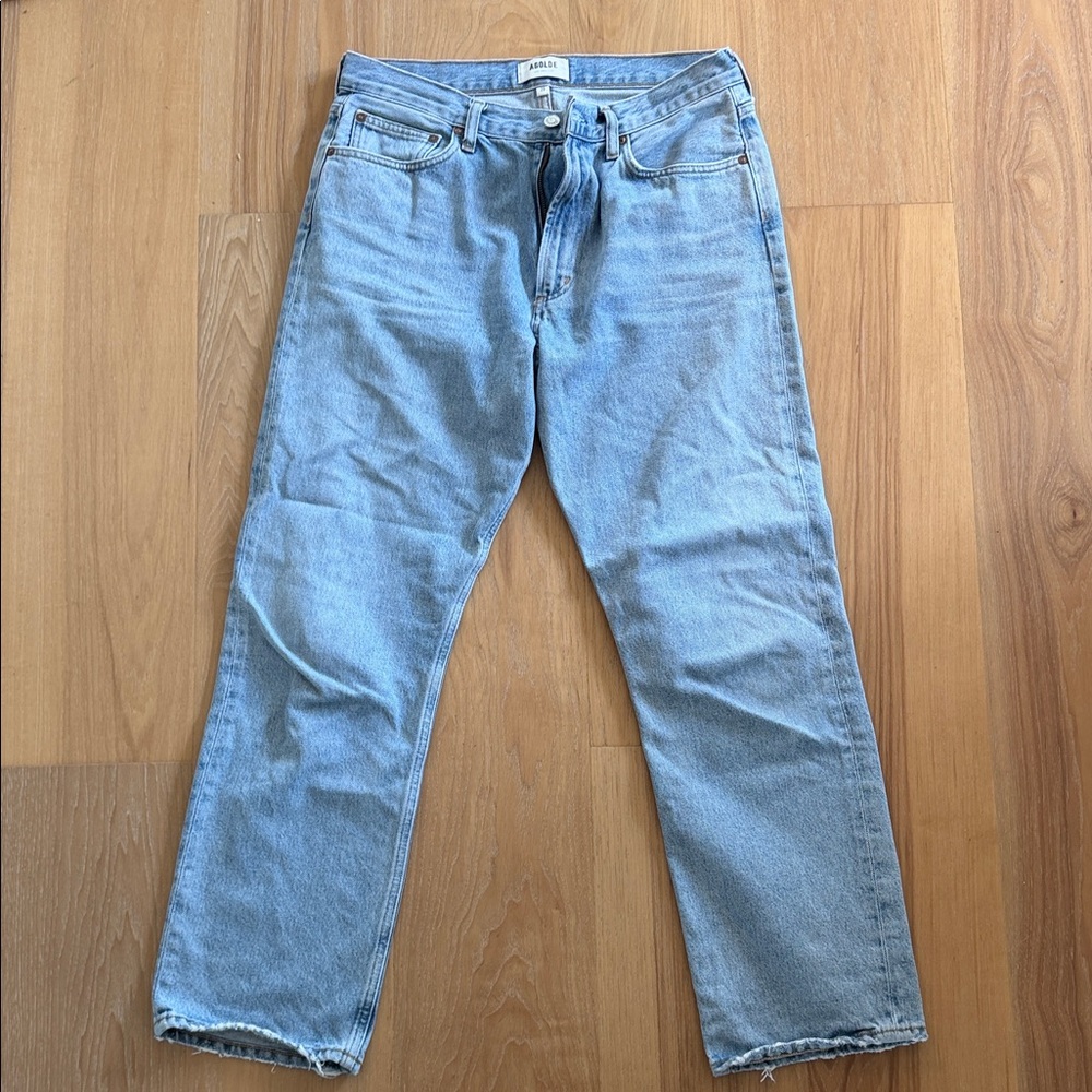 Agolde Light Wash Women’s Straight Jeans - Pale Blue